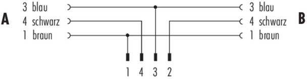 Binder 77-9805-3406-50003-0060 Connecting Cables Connecting cable, Contacts: 4/3, unshielded, moulded on the cable, IP67, PUR, black, 3 x 0.14 mm², 0.6 m