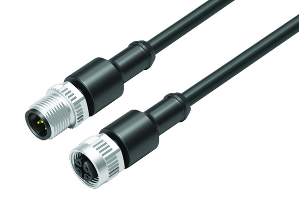 Binder 77-3430-3429-50005-0300 M12-A Connecting cable male cable connector - female cable connector, Contacts: 5, unshielded, moulded on the cable, IP69K, UL, PUR, black, 5 x 0.34 mm², 3 m | American Cable Assemblies