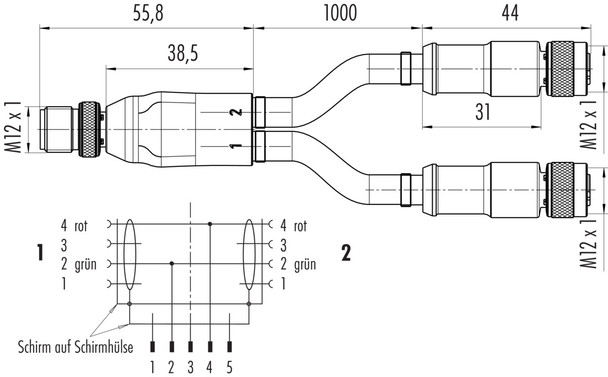 Binder 77-9853-4330-60702-0200 Connecting Cables Connecting cable, Contacts: 2, shielded, moulded on the cable, IP65, Profibus, PUR, violet, 2 x 0.25 mm², 2 m
