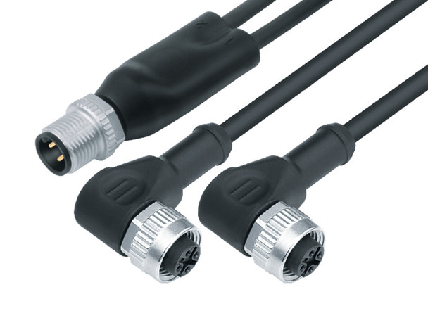 Binder 77-9829-3434-50003-0100 Connecting Cables Connecting cable, Contacts: 4/3, unshielded, moulded on the cable, IP68, PUR, black, 3 x 0.34 mm², 1 m | American Cable Assemblies
