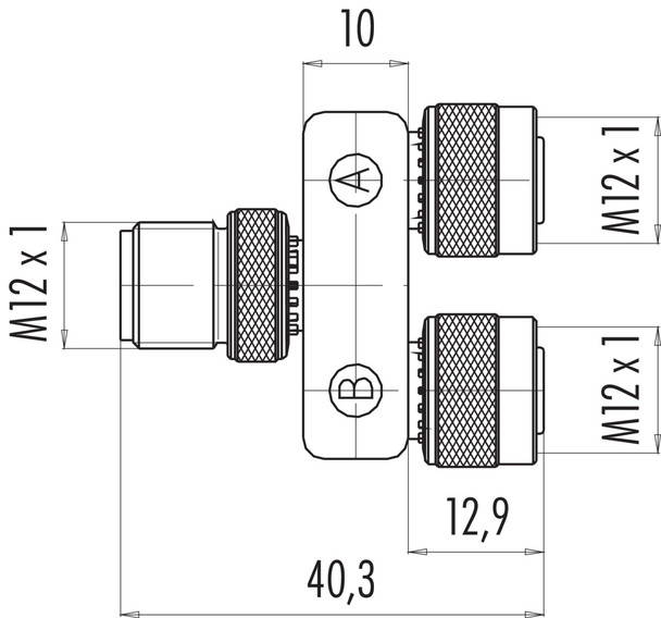 Binder 79-5200-00-04 Connecting Cables Twin distributor, Contacts: 4, unshielded, pluggable, IP68, UL, M12x1,0