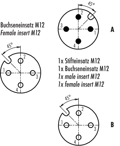 Binder 79-5254-190-04 Connecting Cables Twin distributor, Contacts: 4, unshielded, pluggable, IP68, UL, M12x1,0