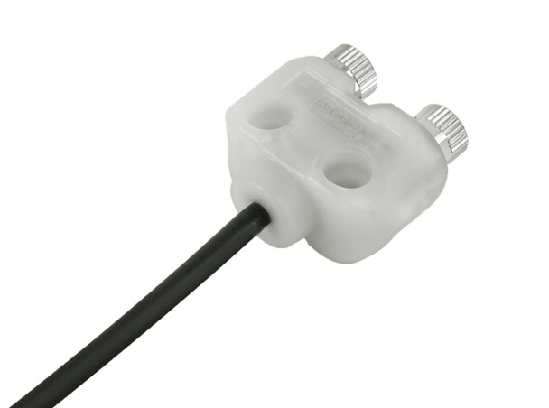 Binder 79-5232-33-04 Connecting Cables Twin distributor, Contacts: 3, unshielded, moulded on the cable, IP68, UL, M8x1,0, PUR, black, 4 x 0.25 mm², 2 m | American Cable Assemblies