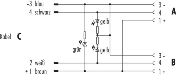 Binder 79-5236-33-04 Connecting Cables Twin distributor, Contacts: 4, unshielded, moulded on the cable, IP68, UL, M12x1,0, PUR, black, 4 x 0.25 mm², 2 m