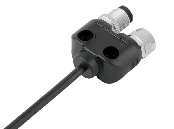 Binder 79-5238-20-04 Connecting Cables Twin distributor, Contacts: 4, unshielded, moulded on the cable, IP68, UL, M12x1,0, PUR, black, 4 x 0.25 mm², 2 m | American Cable Assemblies