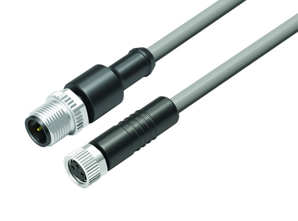 Binder 77-3429-3406-20003-0200 Connecting Cables Male cable connector - female cable connector, Contacts: 3, unshielded, moulded on the cable, IP67, UL, PVC, grey, 3 x 0.34 mm², 2 m | American Cable Assemblies