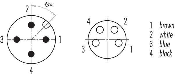 Binder 77-3429-3408-20004-0500 Connecting Cables Male cable connector - female angled connector, Contacts: 4, unshielded, moulded on the cable, IP67, UL, PVC, grey, 4 x 0.34 mm², 5 m