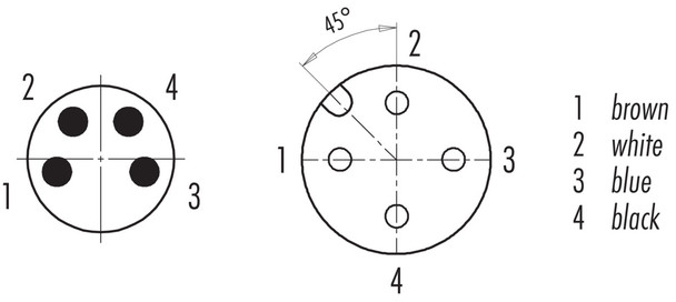 Binder 77-3430-3405-50004-0500 Connecting Cables Male cable connector - female cable connector, Contacts: 4, unshielded, moulded on the cable, IP67, UL, PUR, black, 4 x 0.34 mm², 5 m
