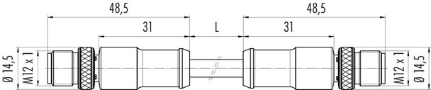 Binder 77-3529-3529-64708-0100 M12-A Connecting cable 2 male cable connectors, Contacts: 8, shielded, moulded on the cable, IP67, Ethernet CAT5e, TPE, black, 4 x 2 x AWG 24, 1 m