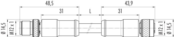 Binder 77-3530-3529-64708-0060 M12-A Connecting cable male cable connector - female cable connector, Contacts: 8, shielded, moulded on the cable, IP67, Ethernet CAT5e, TPE, black, 4 x 2 x AWG 24, 0.6 m