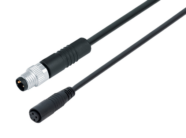 Binder 79-5060-10-03 Connecting Cables Connecting cable, Contacts: 3, unshielded, moulded on the cable, IP65, PUR, black, 3 x 0.25 mm², 1 m | American Cable Assemblies