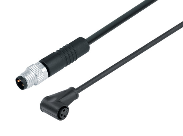 Binder 79-5062-10-03 Connecting Cables Connecting cable, Contacts: 3, unshielded, moulded on the cable, IP65, PUR, black, 3 x 0.25 mm², 1 m | American Cable Assemblies