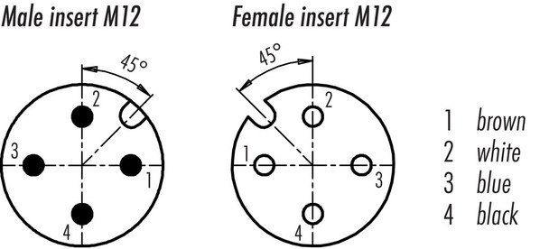 Binder 77-3530-3529-50704-0100 M12-A Connecting cable male cable connector - female cable connector, Contacts: 4, shielded, moulded on the cable, IP67, UL listed, PUR, black, 4 x 0.34 mm², 1 m