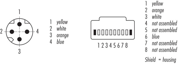 Binder 77-9753-5429-50704-0060 M8-D Connecting cable female cable connector - RJ45 connector, Contacts: 4, shielded, moulded on the cable, IP67, Profinet/Ethernet CAT5e, PUR, green, 4 x AWG 22, 0.6 m