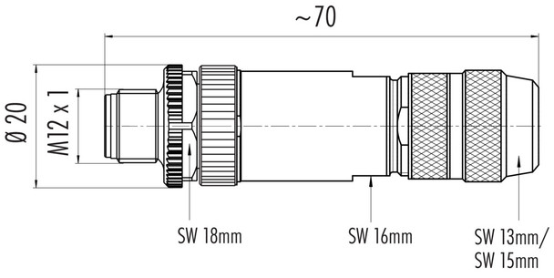 Binder 99-1533-810-05 M12-B Male cable connector, Contacts: 5, 5.0-8.0 mm, shieldable, wire clamp, IP67