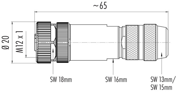 Binder 99-1534-810-05 M12-B Female cable connector, Contacts: 5, 5.0-8.0 mm, shieldable, wire clamp, IP67