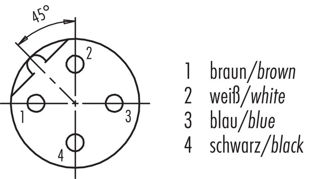 Binder 77-4430-0000-50004-0200 M12-B Female cable connector, Contacts: 4, unshielded, moulded on the cable, IP68, UL, PUR, black, 4 x 0.34 mm², 2 m