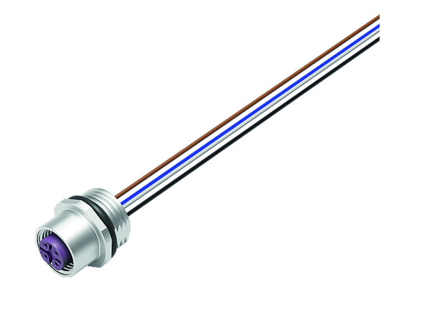 Binder 76-0134-0011-00104-0200 M12-B Female panel mount connector, Contacts: 4, unshielded, single wires, IP68, UL, PG 9 | American Cable Assemblies