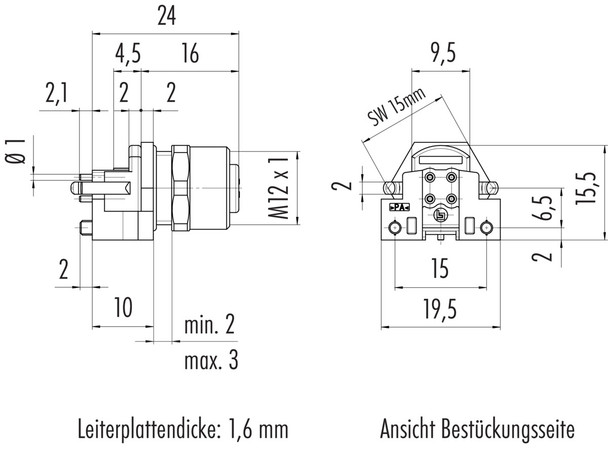 Binder 99-4442-458-05 M12-B Female panel mount connector, Contacts: 5, shieldable, THR, IP68, UL