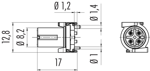 Binder 09-0442-601-04 M12-B Female receptacle, Contacts: 4, shieldable, SMT, IP67, for SMT