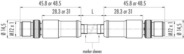 Binder 77-4529-4529-34704-0500 M12-D Connecting cable 2 male cable connectors, Contacts: 4, shielded, moulded on the cable, IP67, Ethernet CAT5e, TPE, blue green, 2 x 2 x AWG 24, 5 m