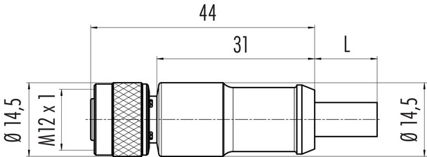 Binder 77-4530-0000-64704-1000 M12-D Female cable connector, Contacts: 4, shielded, moulded on the cable, IP67, UL, Ethernet CAT5e, TPE, black, 2 x 2 x AWG 24, 10 m