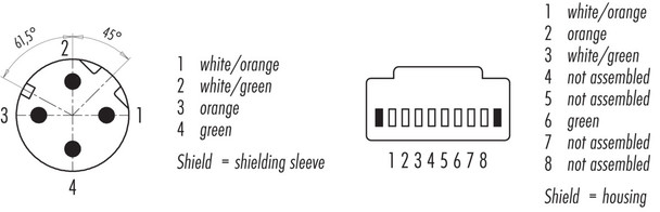Binder 77-9753-4529-64704-0060 M12-D Connecting cable male cable connector - RJ45 connector, Contacts: 4, shielded, moulded on the cable, IP67, Ethernet CAT5e, TPE, black, 2 x 2 x AWG 24, 0.6 m