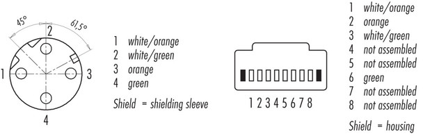 Binder 77-9753-4530-64704-0200 M12-D Connecting cable female cable connector - RJ45 connector, Contacts: 4, shielded, moulded on the cable, IP67, Ethernet CAT5e, TPE, black, 2 x 2 x AWG 24, 2 m