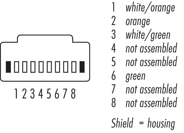 Binder 77-9753-9753-34704-0050 RJ45 Connecting cable 2 RJ45 connector, Contacts: 4, shielded, moulded on the cable, IP20, Ethernet CAT5e, TPE, blue green, 2 x 2 x AWG 24, 0.5 m