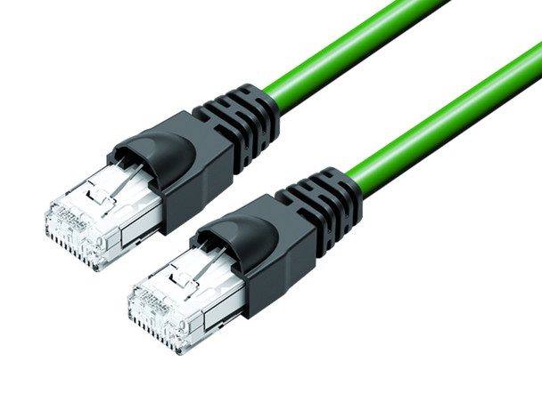 Binder 77-9753-9753-50704-0030 RJ45 Connecting cable 2 RJ45 connector, Contacts: 4, shielded, moulded on the cable, IP20, Profinet/Ethernet CAT5e, PUR, green, 0.3 m | American Cable Assemblies