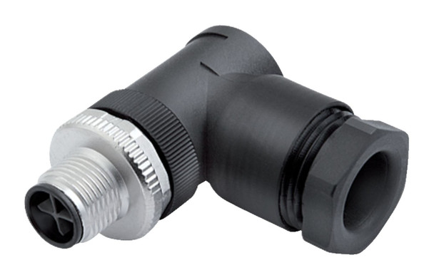 Binder 99-0689-58-04 M12-S Male angled connector, Contacts: 3+PE, 8.0-10.0 mm, unshielded, screw clamp, IP67, UL, VDE | American Cable Assemblies