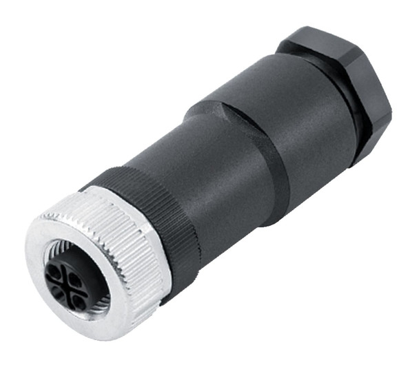 Binder 99-0690-19-04 M12-S Female cable connector, Contacts: 3+PE, 8.0-10.0 mm, unshielded, screw clamp, IP67, UL, VDE | American Cable Assemblies