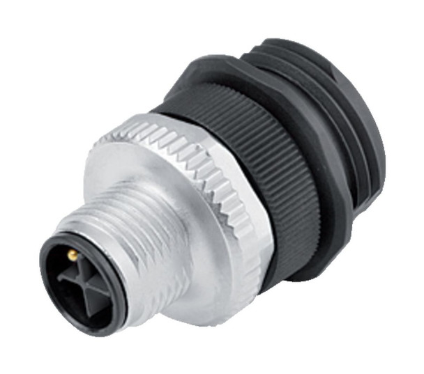 Binder 99-0693-500-04 M12-S Male panel mount connector, Contacts: 3+PE, unshielded, screw clamp, IP68, UL, VDE, M20x1,5, for the power supply | American Cable Assemblies