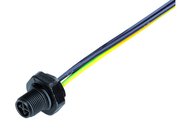 Binder 09-0691-320-04 M12-S Male panel mount connector, Contacts: 3+PE, unshielded, single wires, IP68, M16x1,5, front fastened | American Cable Assemblies