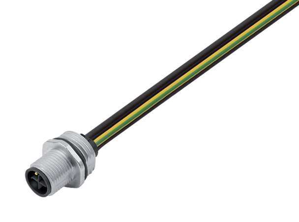 Binder 09-0687-700-03 M12-S Male panel mount connector, Contacts: 2+PE, unshielded, single wires, IP68, UL, M16x1,5 | American Cable Assemblies