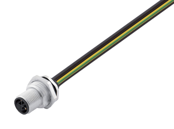 Binder 09-0691-121-04 M12-S Male panel mount connector, Contacts: 3+PE, unshielded, single wires, IP68, UL, VDE, M16x1,5, front fastened | American Cable Assemblies