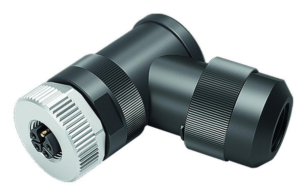 Binder 99-0700-370-05 M12-K Female angled connector, Contacts: 4+PE, 8.0-13.0 mm, unshielded, screw clamp, IP67, UL 2237 in preparation, with PE connection | American Cable Assemblies