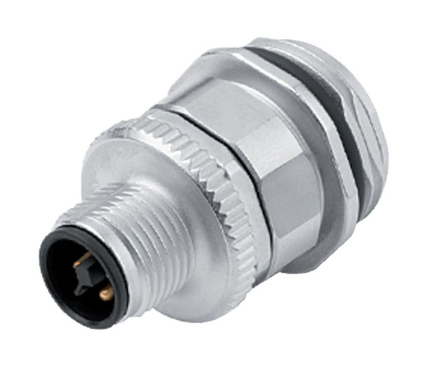 Binder 99-0633-500-04 M12-T Male panel mount connector, Contacts: 4, unshielded, screw clamp, IP68, UL, VDE, M20x1,5 | American Cable Assemblies