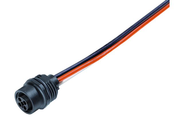 Binder 09-0632-300-04 M12-T Female panel mount connector, Contacts: 4, unshielded, single wires, IP68, M16x1,5 | American Cable Assemblies