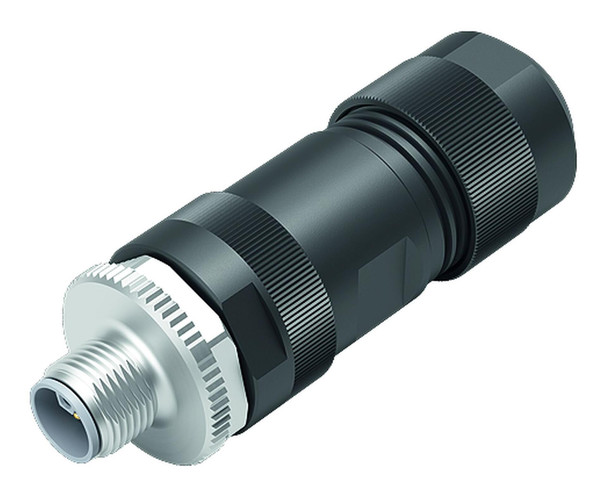 Binder 99-0639-37-05 M12-L Male cable connector, Contacts: 4+FE, 8.0-13.0 mm, unshielded, screw clamp, IP67, M12x1,0, UL 2237 in preparation, with PE connection | American Cable Assemblies