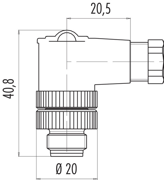 Binder 99-2529-24-03 M12-US Male angled connector, Contacts: 2+PE, 4.0-6.0 mm, unshielded, screw clamp, IP67