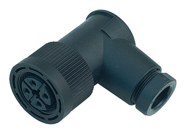 Binder 09-0440-000-04 M18 Female angled connector, Contacts: 4, 6.5-8.0 mm, unshielded, screw clamp, IP67, UL | American Cable Assemblies