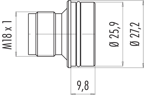 Binder 09-0443-00-04 M18 Adapter connector, Contacts: 4, unshielded, solder, IP67