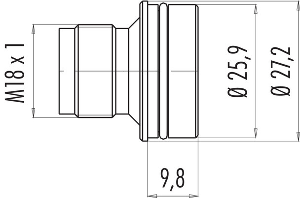 Binder 09-0443-50-04 M18 Adapter connector, Contacts: 4, unshielded, solder, IP67