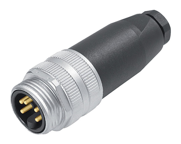 Binder 99-2445-33-05 7/8" Male cable connector, Contacts: 4+PE, 10.0-12.0 mm, unshielded, screw clamp, IP67, UL, VDE | American Cable Assemblies
