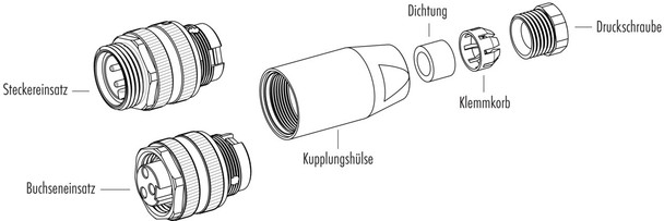 Binder 99-2445-23-05 7/8" Male cable connector, Contacts: 4+PE, 8.0-10.0 mm, unshielded, screw clamp, IP67, UL, VDE