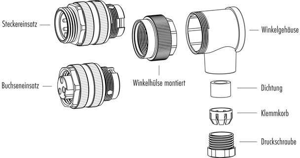 Binder 99-2445-63-05 7/8" Male angled connector, Contacts: 4+PE, 8.0-10.0 mm, unshielded, screw clamp, IP67, UL, VDE