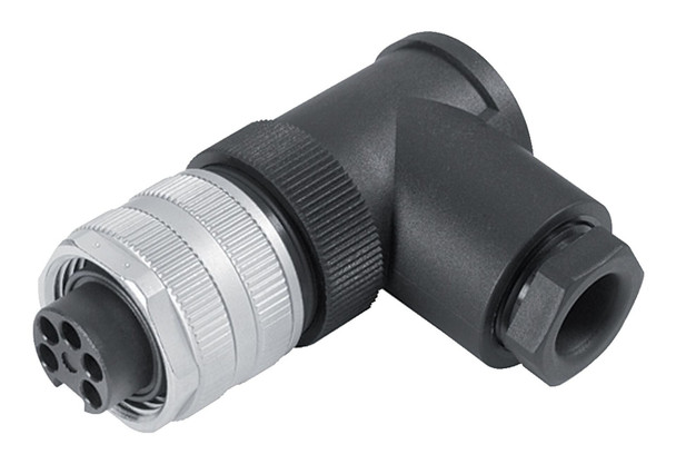 Binder 99-2444-73-05 7/8" Female angled connector, Contacts: 4+PE, 10.0-12.0 mm, unshielded, screw clamp, IP67, UL, VDE | American Cable Assemblies