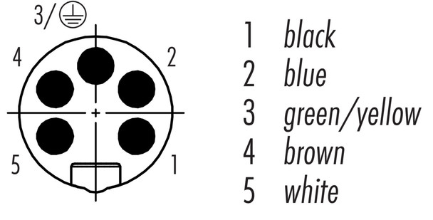 Binder 77-1429-0000-50005-0200 7/8" Male cable connector, Contacts: 5, unshielded, moulded on the cable, IP68, UL, PUR, black, 5 x 1.50 mm², 2 m