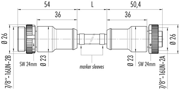 Binder 77-1430-1429-50004-1000 7/8" Connecting cable male cable connector - female cable connector, Contacts: 4, unshielded, moulded on the cable, IP68, UL, PUR, black, 4 x 1.50 mm², 10 m